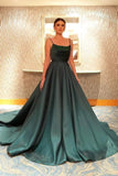 Spaghetti Straps Dark Green Long Prom Dresses Evening Dress HZ0509