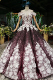 Sparkly Off the Shoulder Long Prom Dress, Ball Gown Quinceanera Dresses HZ0509