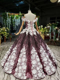 Sparkly Off the Shoulder Long Prom Dress, Ball Gown Quinceanera Dresses HZ0509