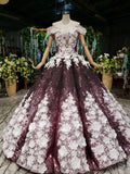 Sparkly Off the Shoulder Long Prom Dress, Ball Gown Quinceanera Dresses HZ0509