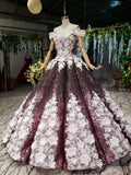 Sparkly Off the Shoulder Long Prom Dress, Ball Gown Quinceanera Dresses HZ0509