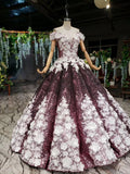 Sparkly Off the Shoulder Long Prom Dress, Ball Gown Quinceanera Dresses HZ0509