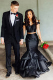 2 Pieces Off Shoulder Mermaid Elegant Prom Dresses With Layers HZ0509