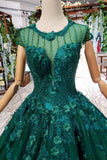 Arrival Prom Dresses Court Train Scoop Cap Sleeves Lace Up Back HZ0509