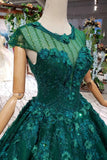 Arrival Prom Dresses Court Train Scoop Cap Sleeves Lace Up Back HZ0509
