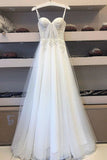 Spaghetti Straps Tulle Lace Appliques Long Prom Dress Evening Dress HZ0509