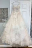 Lace Appliques Long A Line Prom Dress Elegant Evening Dress HZ0509