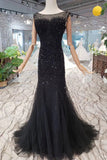 Arrival Sequins Bodice Prom Dresses Tulle Mermaid Sweep Train HZ0509