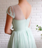 Mint Green Long Cheap Prom Dresses Beading Tulle Evening Dress HZ0509