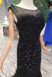 Arrival Sequins Bodice Prom Dresses Tulle Mermaid Sweep Train HZ0509