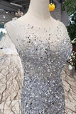Arrival Sequins Bodice Prom Dresses Tulle Mermaid Sweep Train HZ0509