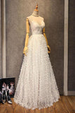Spaghetti Straps V-Neck Lace Up A-Line Long Prom Dress HZ0509