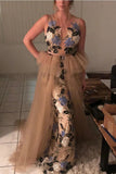 New Arrival A-line Appliques Tulle Long Prom Dresses Evening Dress HZ0509