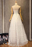 Spaghetti Straps V-Neck Lace Up A-Line Long Prom Dress HZ0509