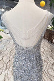 Arrival Sequins Bodice Prom Dresses Tulle Mermaid Sweep Train HZ0509