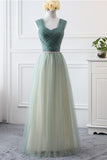Beading A-Line Floor Length Tulle Charming Prom Dresses HZ0509
