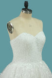Tulle A Line Wedding Dresses With Applique Beads Sweep Train HZ0509