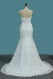 Lace Mermaid Sweetheart Sweep Train Wedding Dresses HZ0509