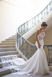 Spaghetti Straps Mermaid Spandex Wedding Dresses With Applique Court Train HZ0509