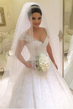 Line Cap Sleeves Wedding Dresses Tulle With Applique And Beads Court Train HZ0509