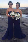 Mermaid Sweetheart Sweep Train Royal Blue Bridesmaid Dresses HZ0509