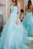 Sparkly Red Straps Ruffles Long Prom/Evening Dress with Open Back HZ0509