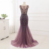 Scoop Mermaid Sweep Train Tulle Long Cheap Prom Dress HZ0509