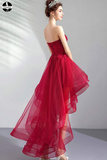 Full Fashion Tube Lace A Line Dress, Red Prom Dress, Evening Dresses HZ0509