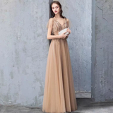 A Line Short Sleeves Tulle Beading Long Prom Dress Evening Dress HZ0509