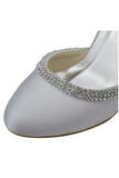 Strap Beading High Heel White Comfy Satin Party Shoes HZ0509
