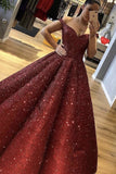 Off the Shoulder Sequined Ball Gown Prom Dress HZ0509