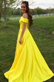 Off The Shoulder A Line Prom Dress,Long Evening Gown With Pockets HZ0509