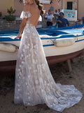 Line Lace Straps Long Prom Dress, Elegant Sexy Evening Dresses HZ0509