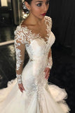 Sleeves Mermaid Tulle Sexy Long Ivory Wedding Dresses/Bridal Gown HZ0509