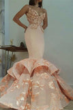 Lace Sweetheart Mermaid Appliques Sleeveless Prom Dress HZ0509
