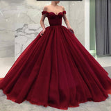 Poofy Ball Gown Off the Shoulder Prom Dresses HZ0509