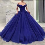 Poofy Ball Gown Off the Shoulder Prom Dresses HZ0509