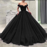 Poofy Ball Gown Off the Shoulder Prom Dresses HZ0509