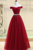 A Line Off the Shoulder Beads Long Prom Dress HZ0509