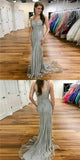 Beaded Long Spaghetti Straps Mermaid Prom Dresses HZ0509