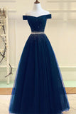 A Line Off the Shoulder Beads Long Prom Dress HZ0509