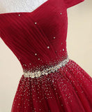 A Line Off the Shoulder Beads Long Prom Dress HZ0509