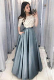Piece Off the Shoulder Half Sleeves Prom Dress With Lace Top HZ0509