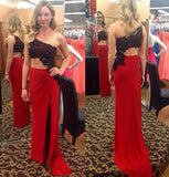 Lace One Shoulder Red Sexy Prom Dress,Long Party Dresses HZ0509