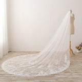 Long Embroidered Lace Cathedral Veil for Wedding HZ0509