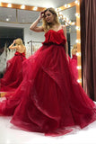 Organza Long Burgundy Prom Gown Backless Party Dresses HZ0509