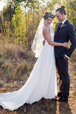 Backless Sweep Train Chiffon Elegant Cheap Bridal Gown HZ0509