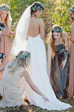 Backless Sweep Train Chiffon Elegant Cheap Bridal Gown HZ0509