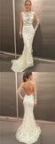 Jewel Long Sleeves Sweep Train Wedding Dresses, Prom Dress with Lace Appliques HZ0509