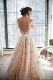 A Line Sweetheart Flower Chic Bridal Gown, Princess Wedding Dress HZ0509